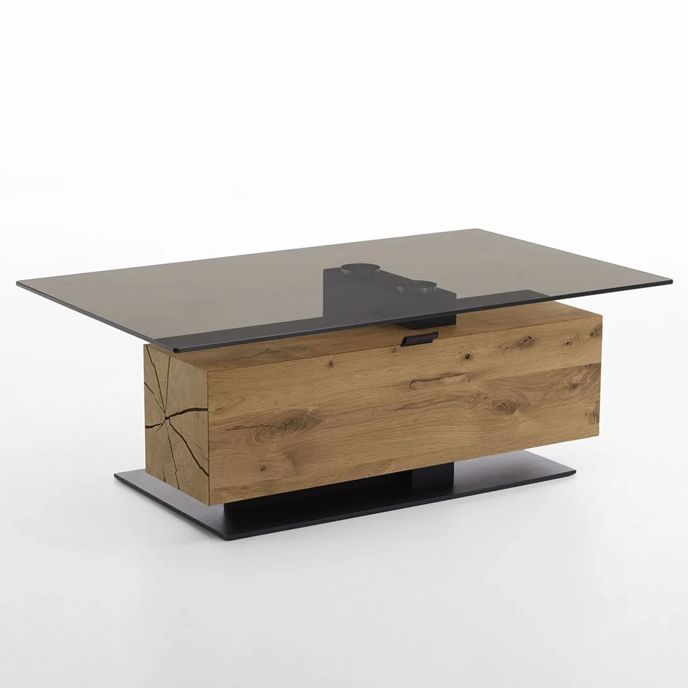 Hartmann tavolino da salotto in rovere collezione Caya piano in vetro
