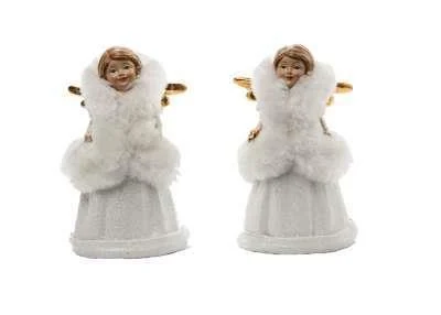 ARPIMEX Angelo Natale Resina con Pelliccia 11,5 Cm Bianco 1 Pz