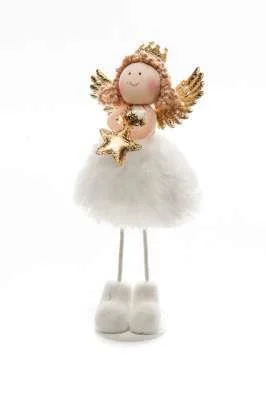 ARPIMEX Angioletto Natale Stoffa con Stella 15,5 Cm Bianco