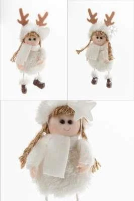 ARPIMEX Bambolina Natale in Stoffa 14 Cm Bianco