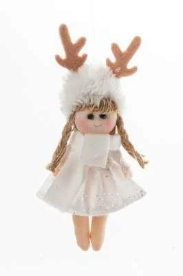 ARPIMEX Bambolina Natale in Stoffa 15 Cm Bianco