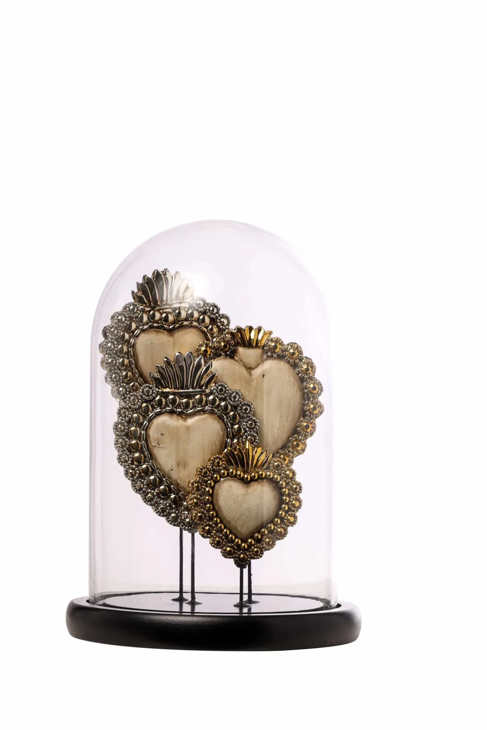 ARPIMEX Campana Vetro con Cuori 17 x 26 Cm Gold