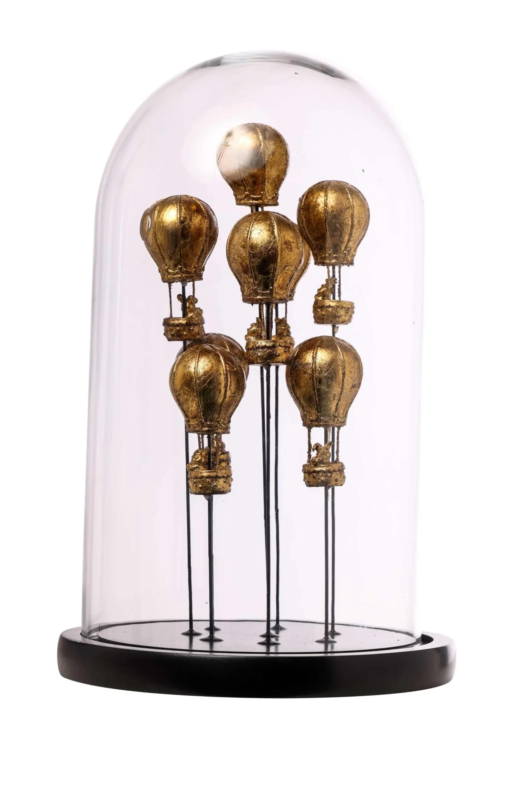 ARPIMEX Campana Vetro con Mongolfiere 23 x 38 Cm Gold