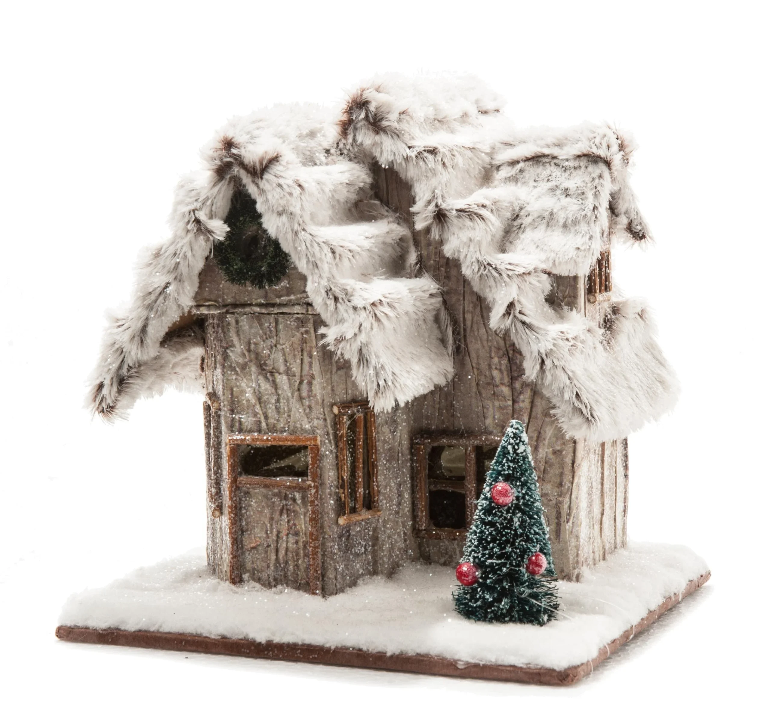 ARPIMEX Casetta Natale Innevata 20 x 18 x 19 Cm Marrone