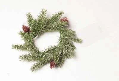 ARPIMEX Coroncina Natale Pino Ghiacciato con Pigne 22 Cm Verde