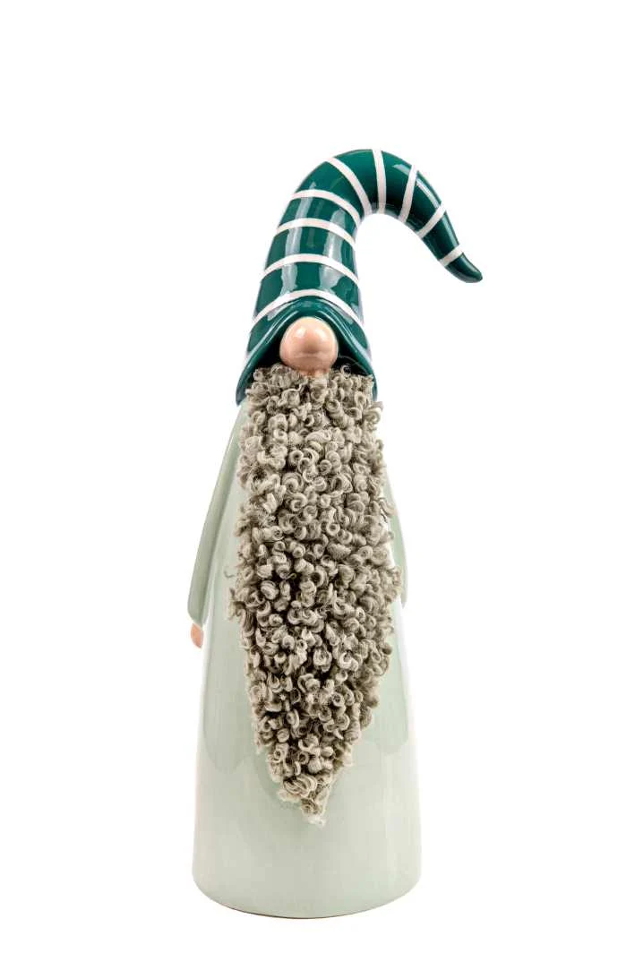 ARPIMEX Gnomo Ceramica Natale 37 Cm Bianco Verde