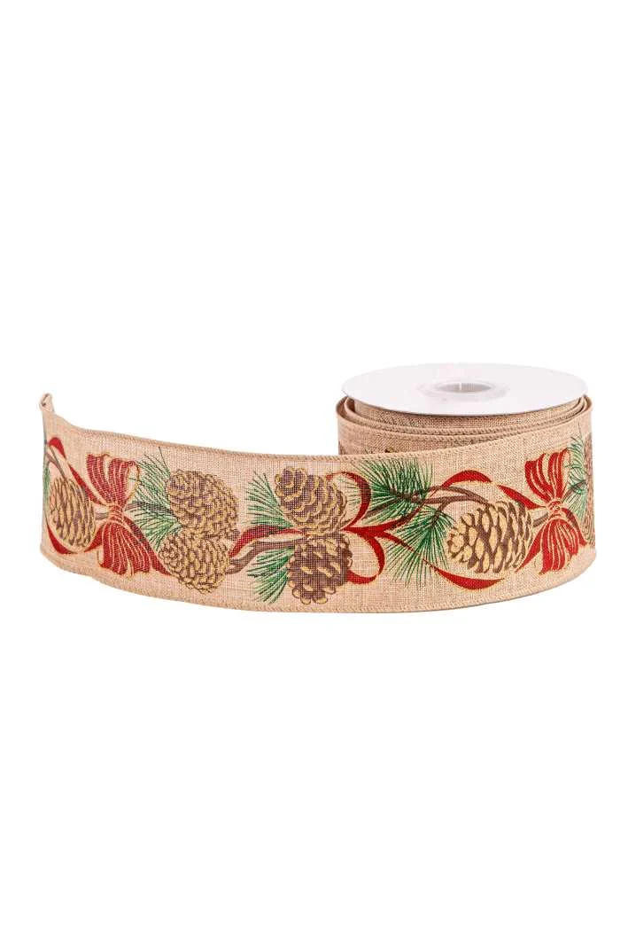 ARPIMEX Nastro Natale Decorativo Pigna Fiocco H 6,8 Cm L 10 Mt