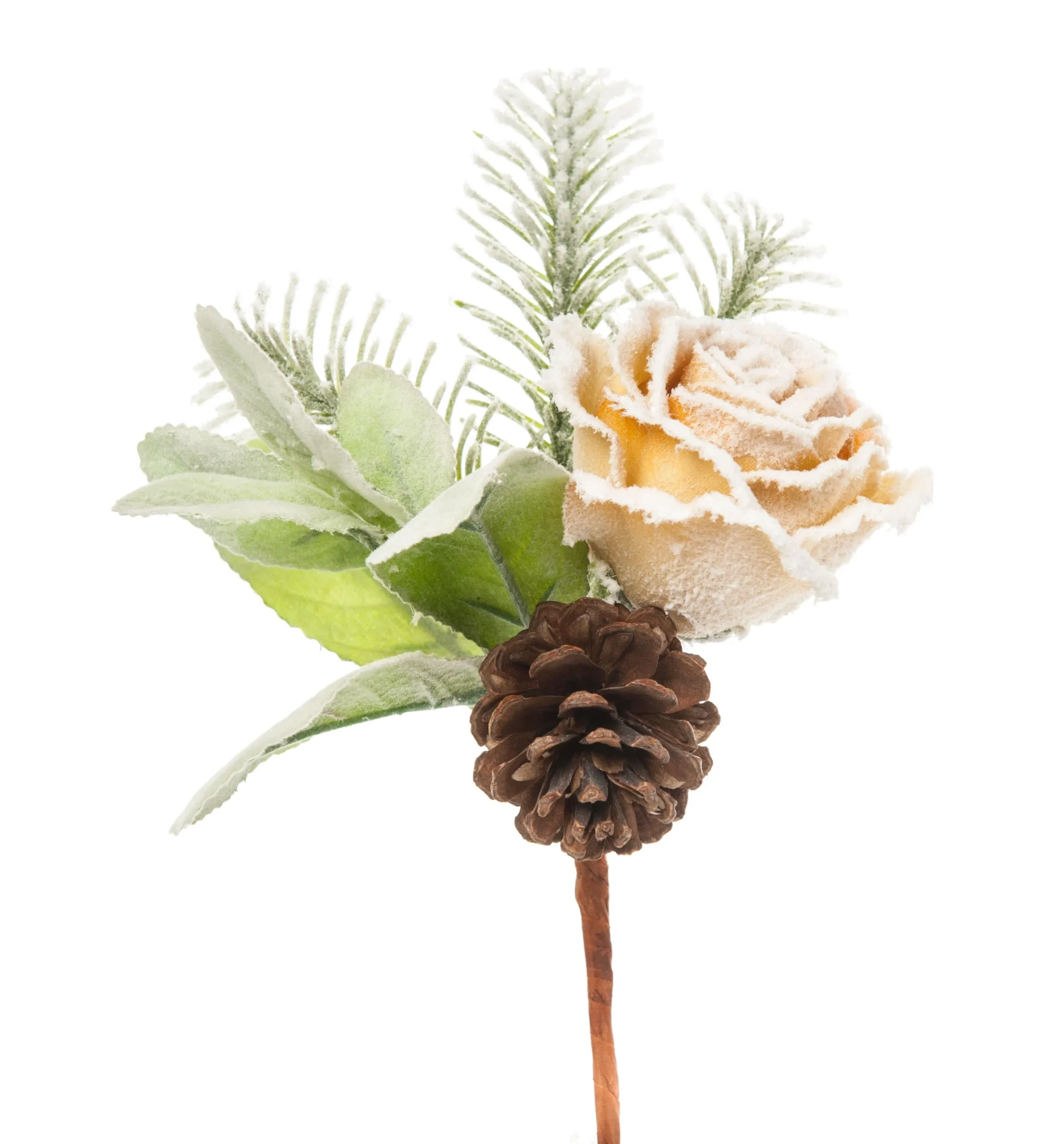 ARPIMEX Pick Natale Rosa e Pigna Innevata 25 Cm Miele
