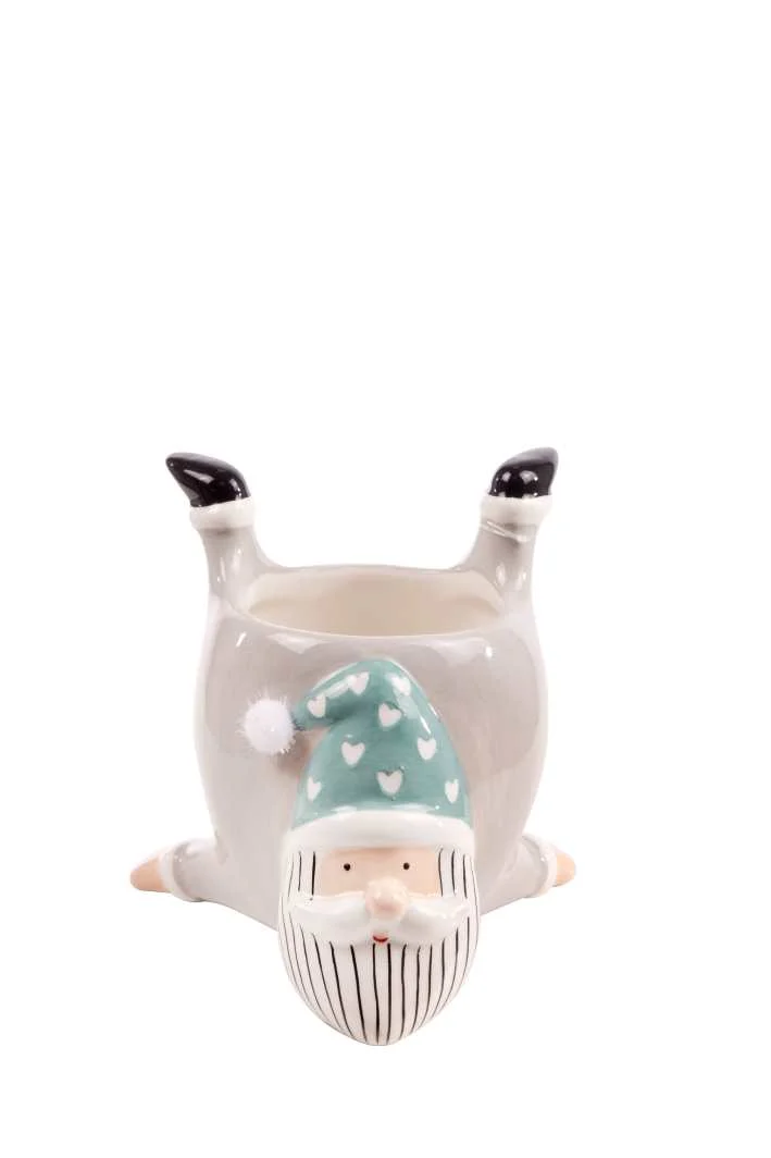 ARPIMEX Pot Babbo Natale Ceramica 10,5 x 10,5 x 10,5 Cm Bianco