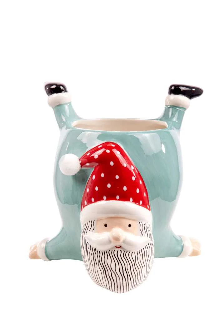 ARPIMEX Vaso Babbo Natale Ceramica 20 x 17,5 x 20 Cm Celeste