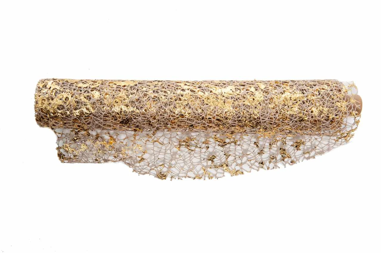 ARPIMEX Rotolo Natale Tessuto Polycotton H 48 Cm L 5 Mt Gold