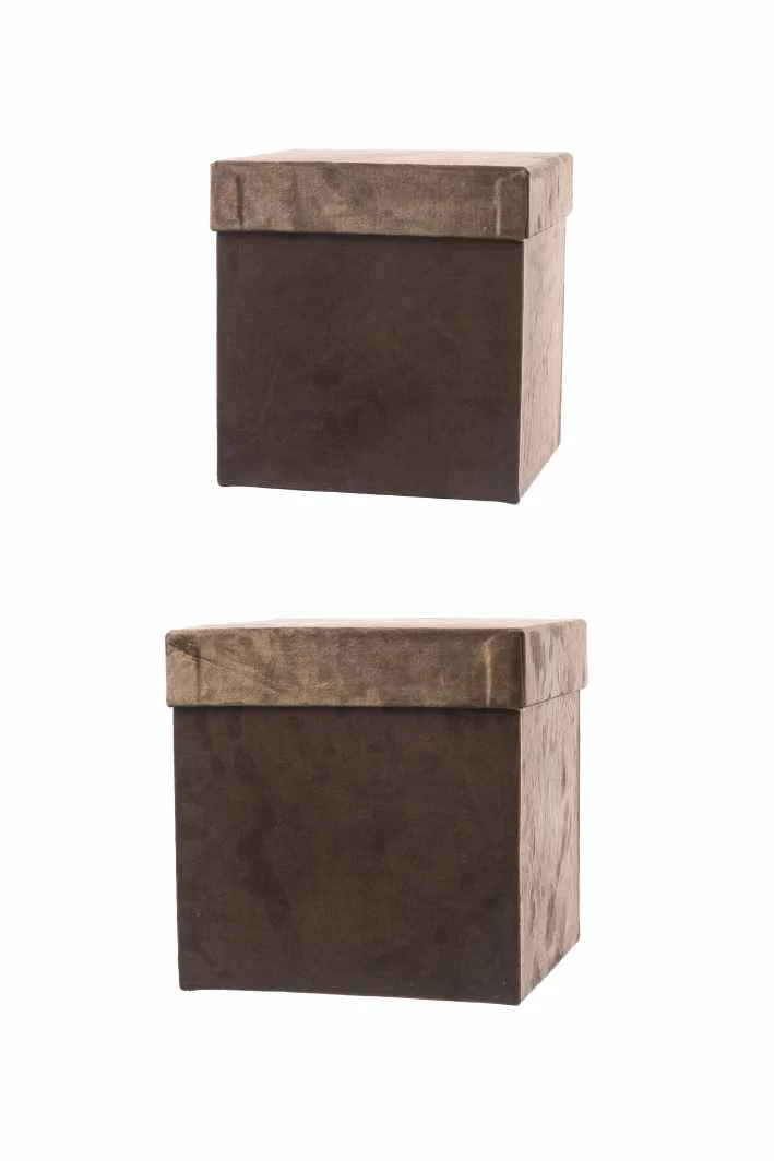 ARPIMEX Set Natale 2 Scatole Velluto 23 x 23 x 23 Cm Marrone