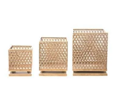 ARPIMEX Set 3 Portacandele Metallo Gold