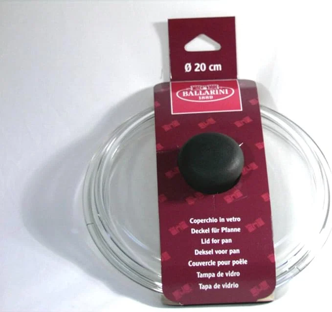 BALLARINI Coperchio Vetro Bombato D 26 Cm Manico Nero