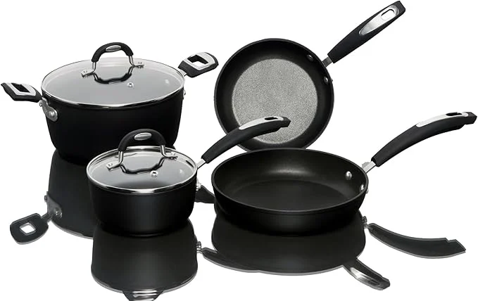 BALLARINI Set 2 Padelle, 2 Casseruole, 2 Coperchi Nero