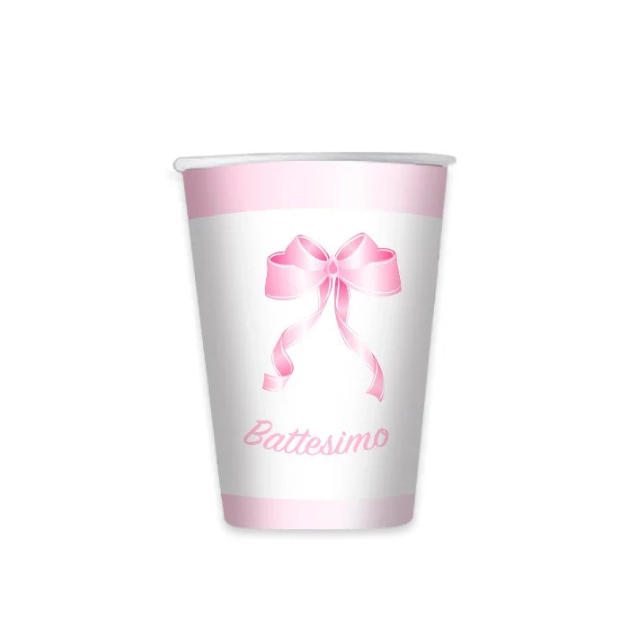 Big Party Bicchieri Battesimo Rosa Cc 250 8 Pz