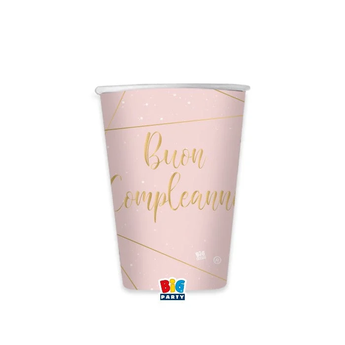 Big Party Bicchieri Buon Compleanno Rose Cc 250 8 Pz