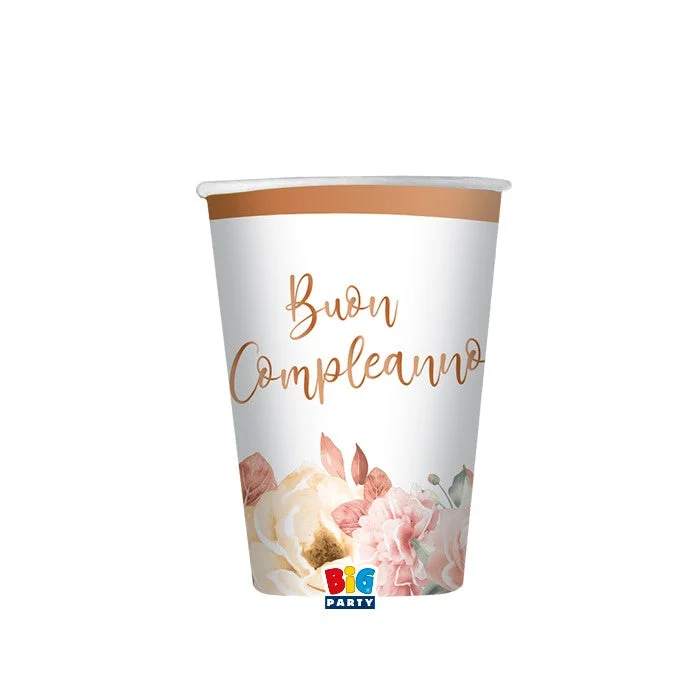 Big Party Bicchieri Buon Compleanno Rose Gold Cc 200 8 Pz