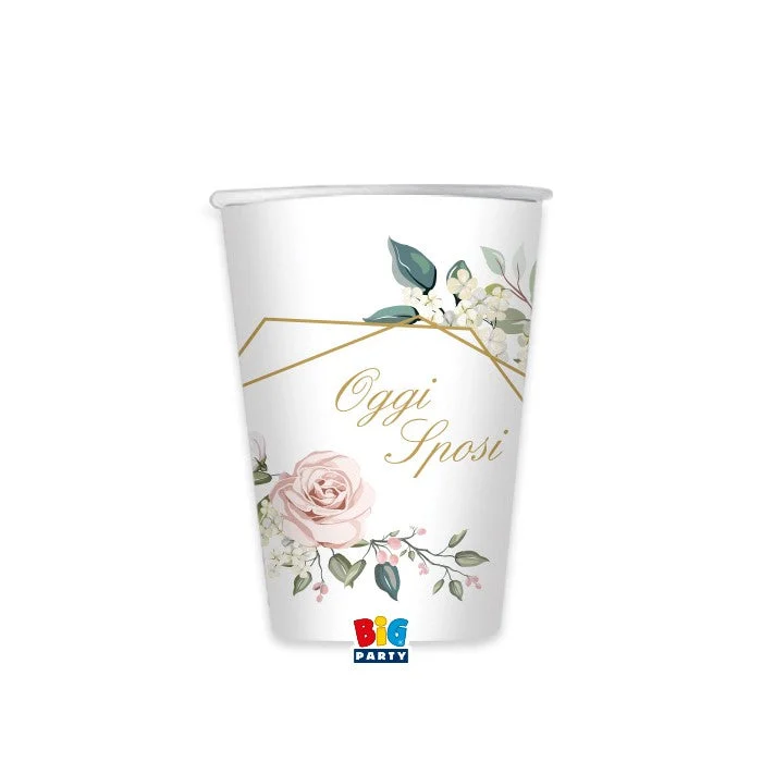 Big Party Bicchieri Sposi Floral Geometric Cc 250 8 Pz