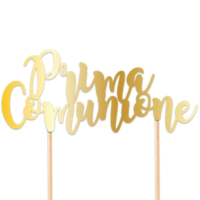 Big Party Cake Topper Prima Comunione Gold 20 x 16 Cm