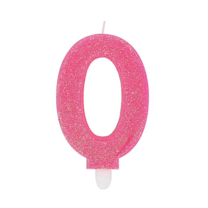 Big Party Candelina Numero 0 Cera Sweety Fuxia Glitter