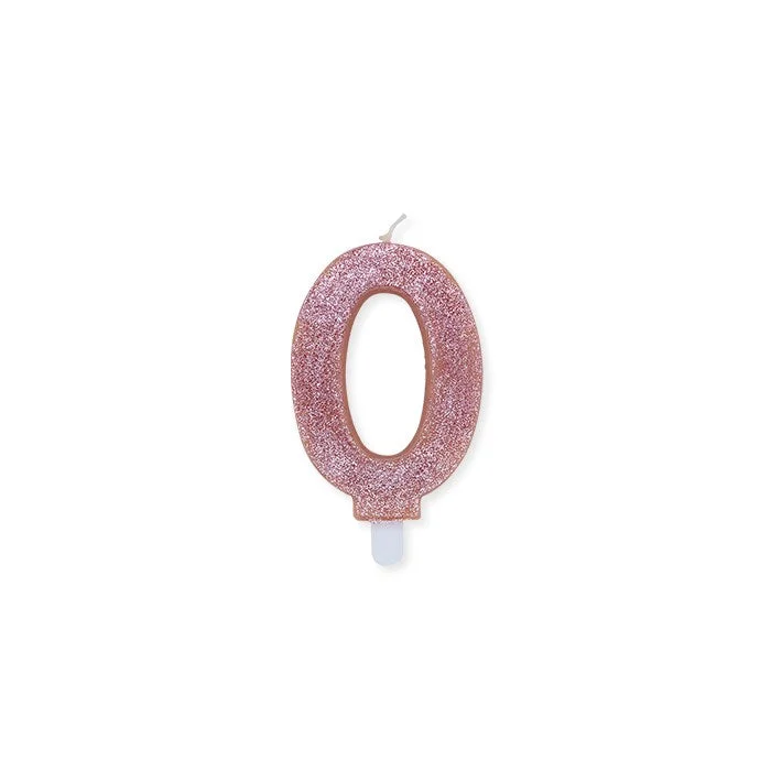 Big Party Candelina Numero 0 Cera Sweety Rose Gold Glitter