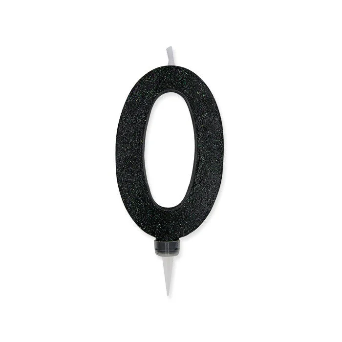 Big Party Candelina Numero 0 Max Cera Sweety Nero Glitter