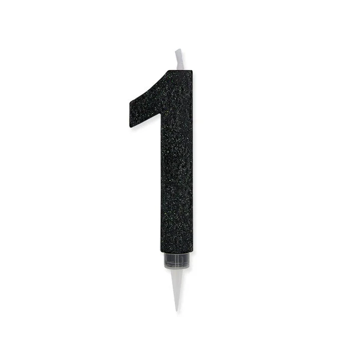 Big Party Candelina Numero 1 Max Cera Sweety Nero Glitter