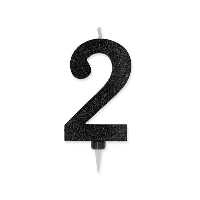 Big Party Candelina Numero 2 Max Cera Sweety Nero Glitter