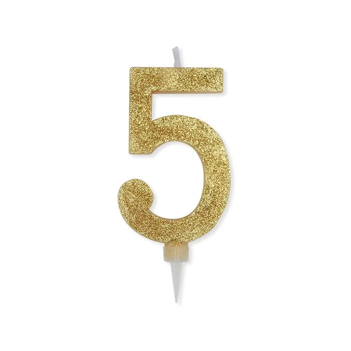 Big Party Candelina Numero 5 Max Cera Sweety Oro Glitter
