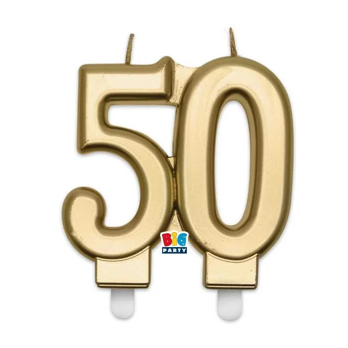 Big Party Candelina Numero 50 Elegant Gold H 9 Cm