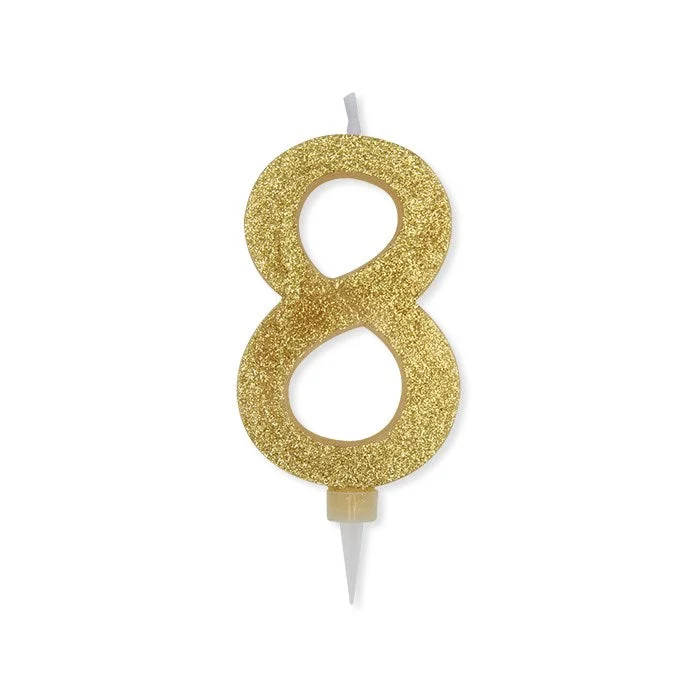 Big Party Candelina Numero 8 Max Cera Sweety Oro Glitter