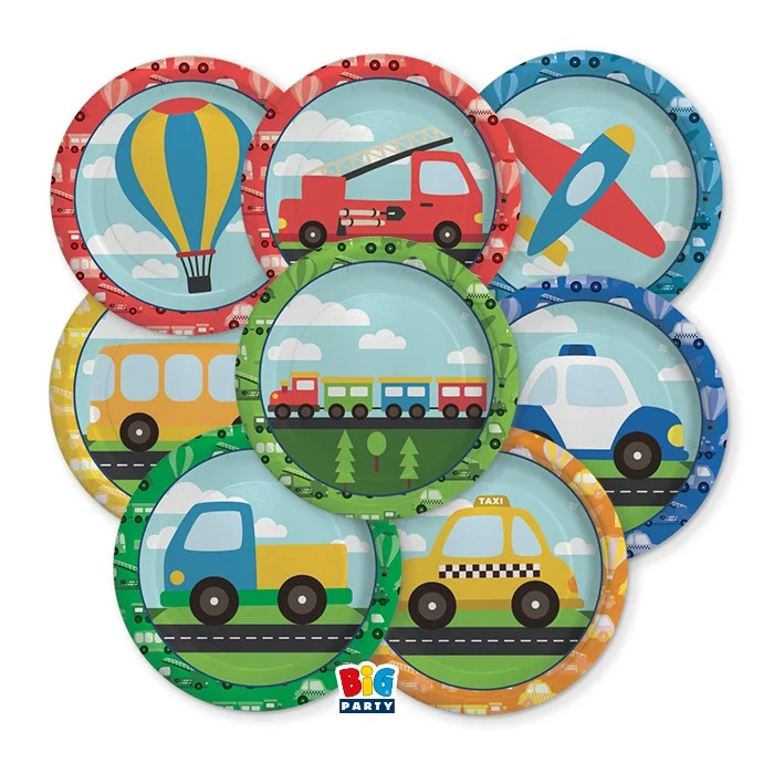 Big Party Piatti Mix Vehicles D 18 Cm 8 Pz