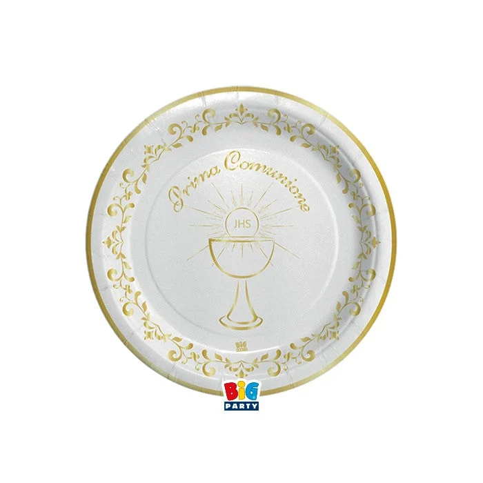 Big Party Piatti Prima Comunione Gold D 18 Cm 8 Pz
