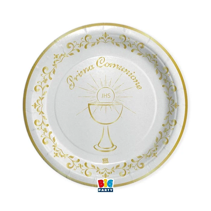 Big Party Piatti Prima Comunione Gold D 24 Cm 8 Pz