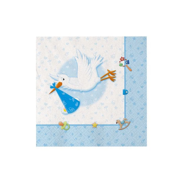 Big Party Tovaglioli Benvenuto 25 x 25 Cm Azzurro 20 Pz