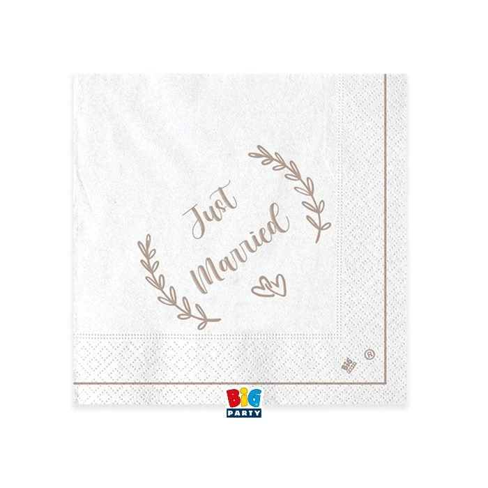 Big Party Tovaglioli Just Married Kraft 25 x 25 Cm 20 Pz
