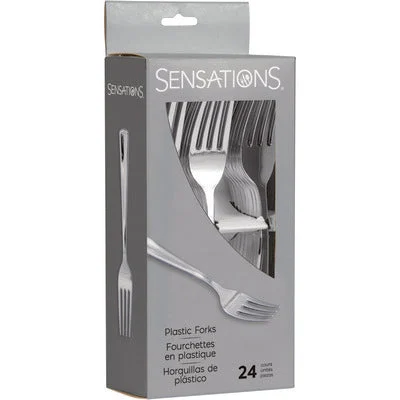 Bigiemme Forchette Plastica Metallizzate Argento H 19 Cm 24 Pz