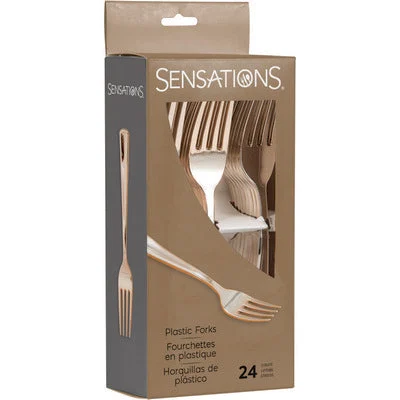 Bigiemme Forchette Plastica Metallizzate Rosegold H 19 Cm 24 Pz