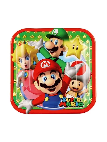Bigiemme Piatto Super Mario Qudrato 18 Cm 8 Pz