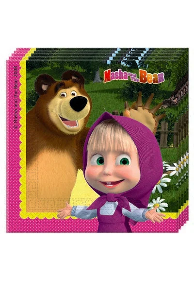 Bigiemme Tovagliolo Masha e Orso 33 x 33 Cm 20 Pz