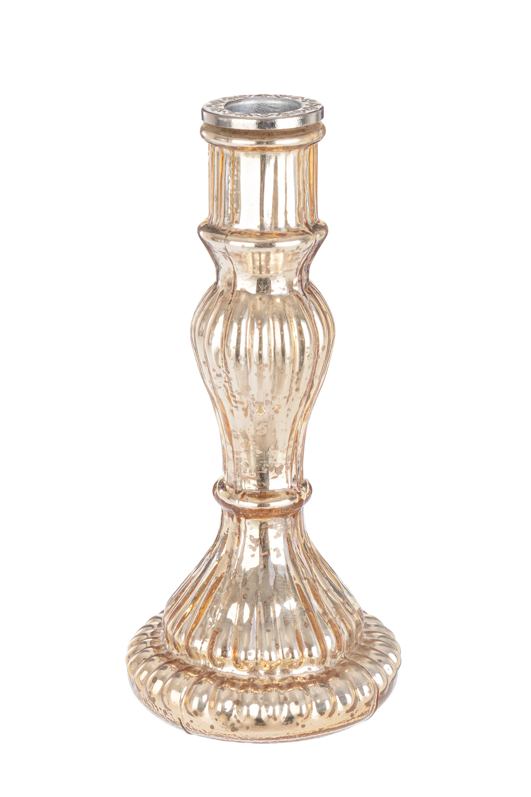 Bizzotto Portacandela Natale Vetro Glimmer Champagne H 20 Cm