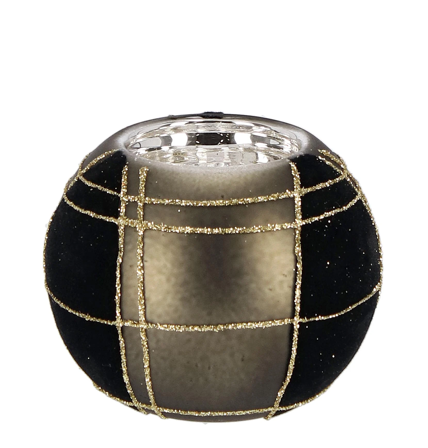 Bizzotto Portacandela Natale Vetro Velvety D 80  Cm Nero