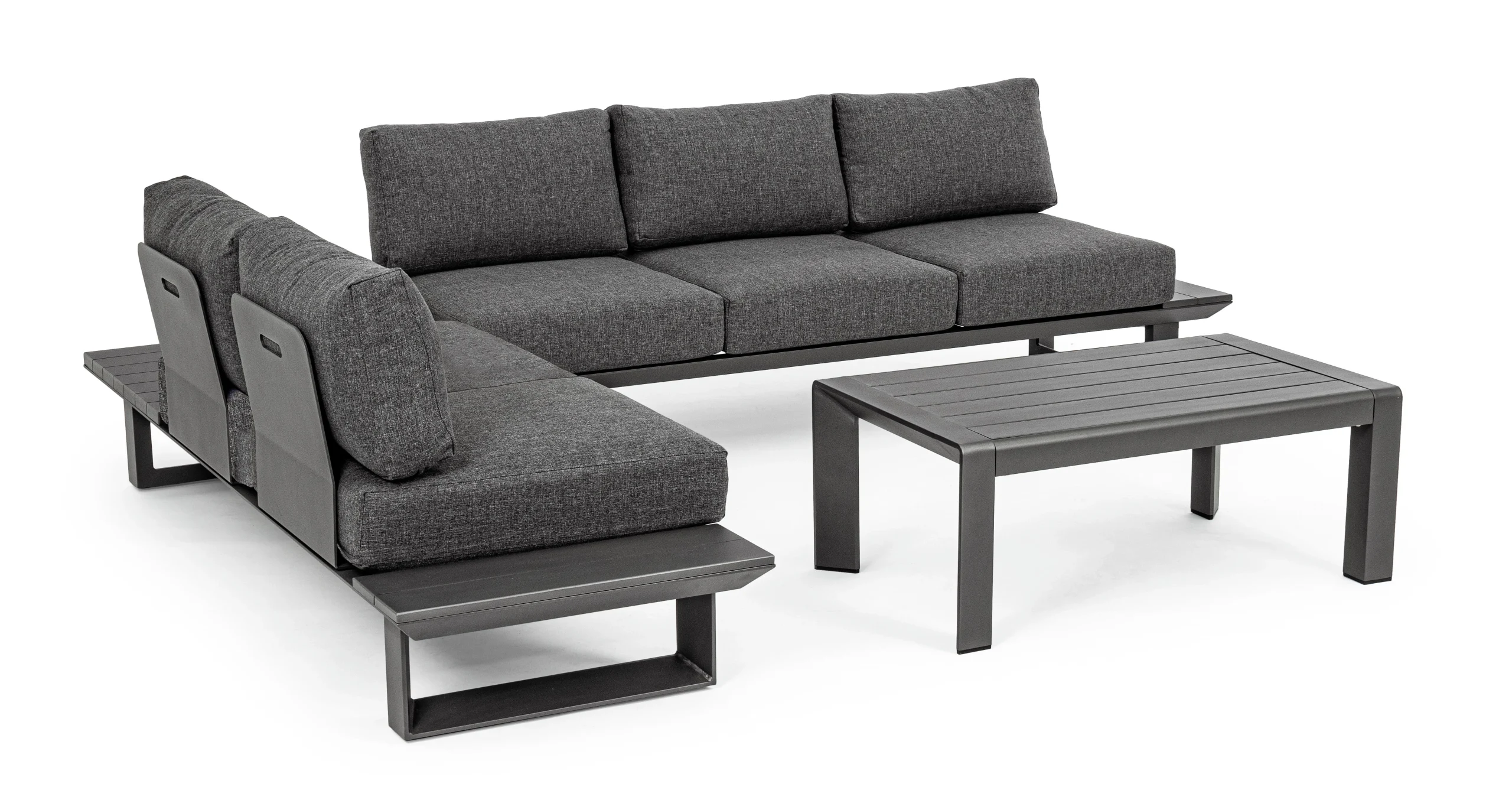 Bizzotto Konnor Set Salotto Angolare Antracite Alluminio 3 Pezzi