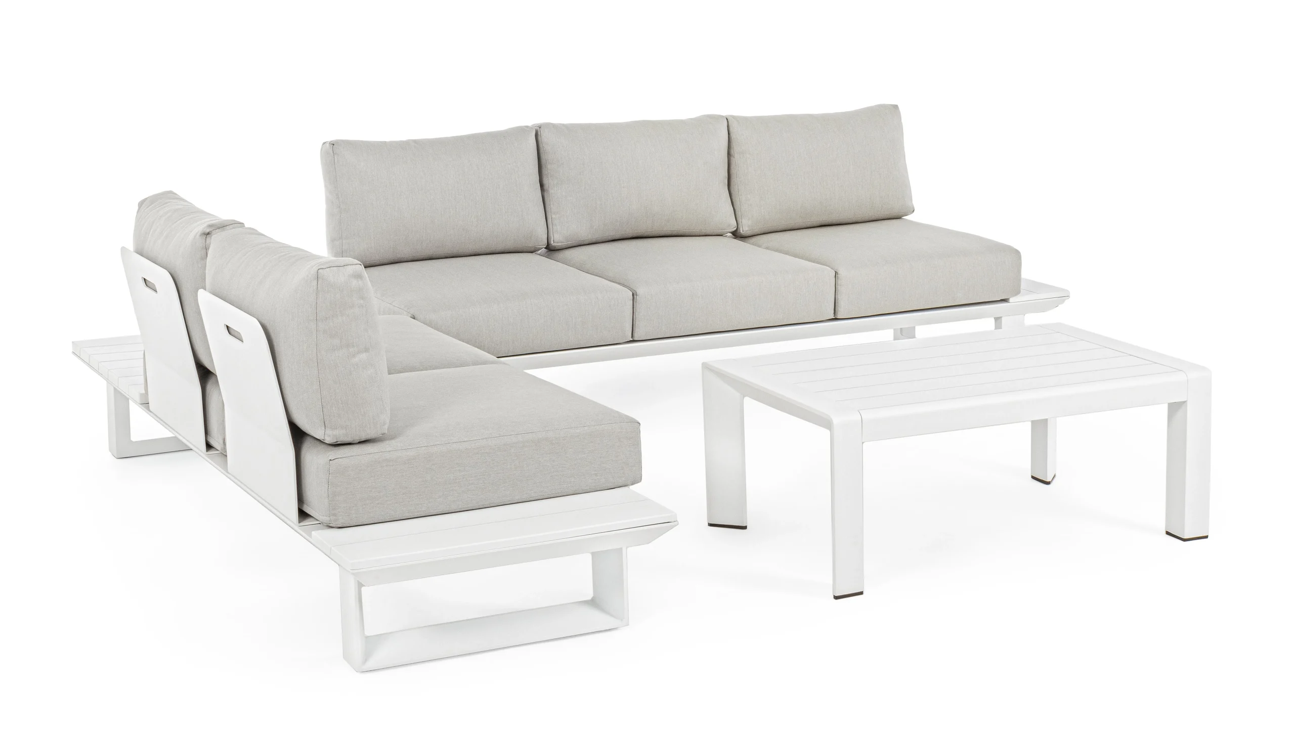 Bizzotto Konnor Salotto Angolare Bianco Alluminio Cuscini Waterproof