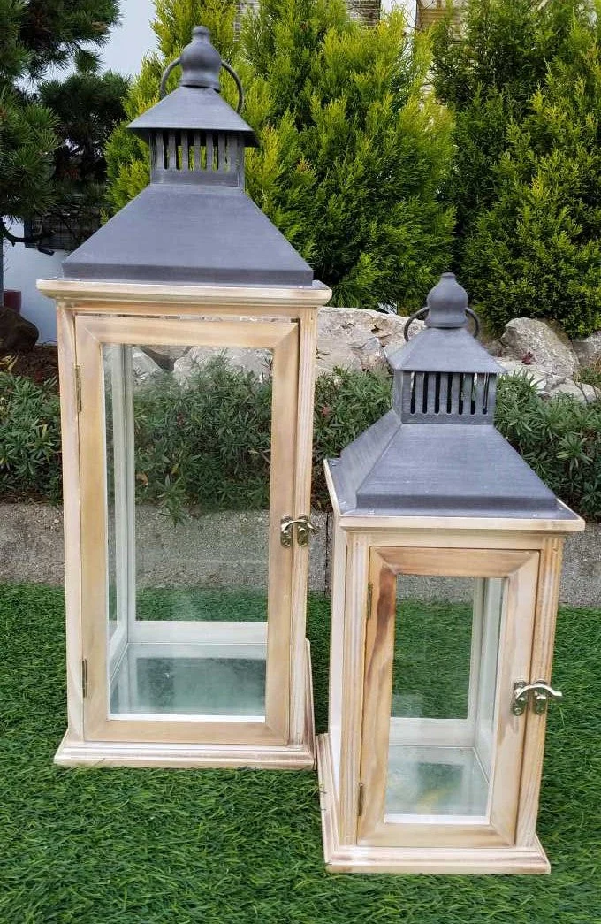 BONTURI CASA HOME DECORATION Lanterna Set 2 Pz 16 x 16 x 42 Cm 22 x 22 x 60 Cm Naturale