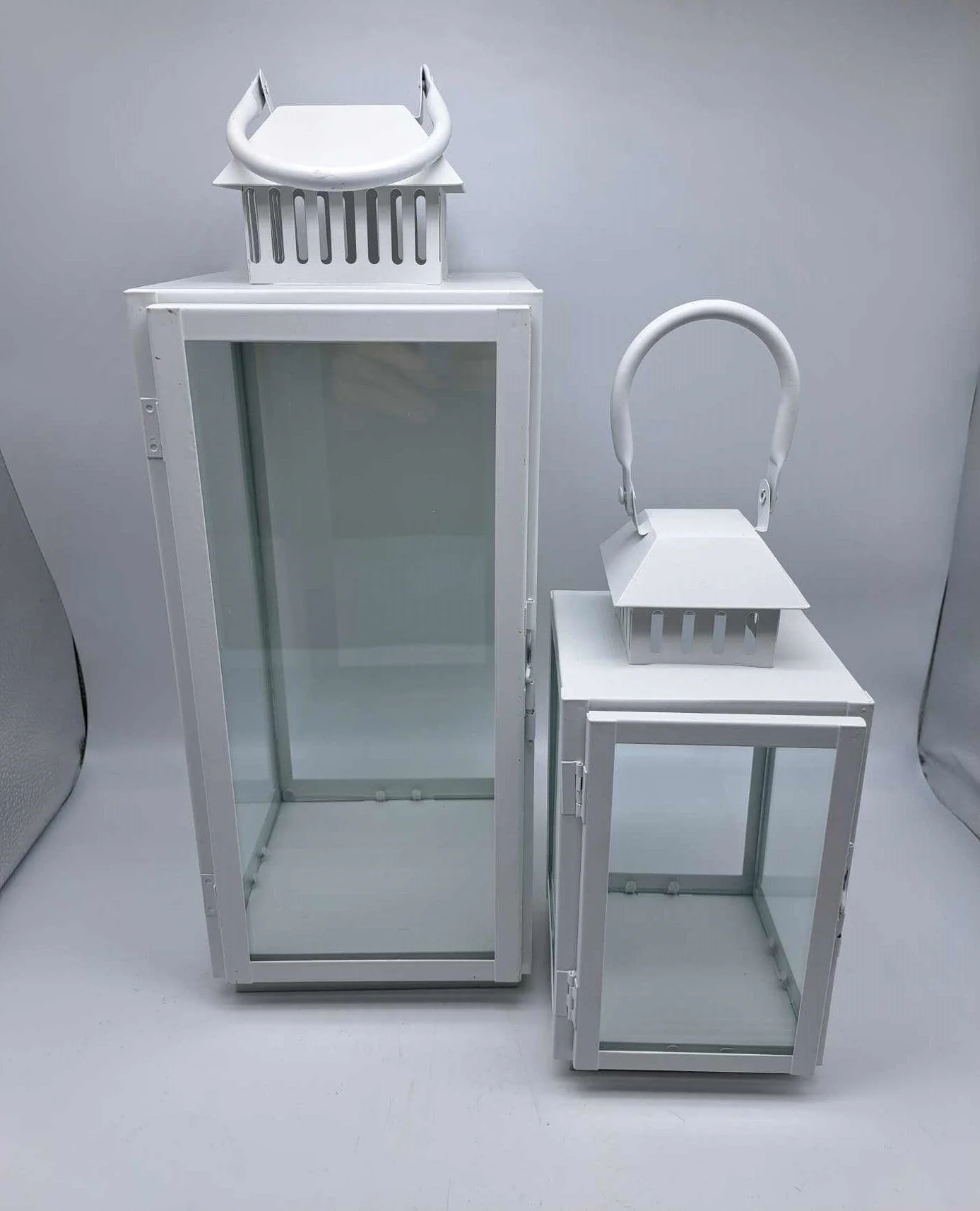 BONTURI CASA HOME DECORATION Lanterna Set 2 Pz  Metallo 12 x 12 x 27 Cm 16 x 16 x 45 Cm White