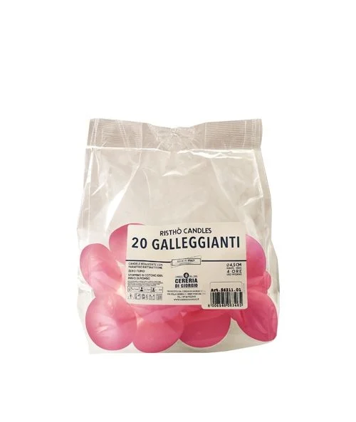 Cereria Di Giorgio Candele Galleggianti Ø 4,5 cm H. 2,7 cm (20 pz) - Rosa Scuro
