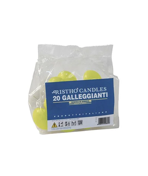 Cereria Di Giorgio Candele Galleggianti Ø 4,5 cm H. 2,7 cm (20 pz) - Verde Acido