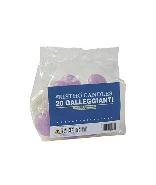 Cereria Di Giorgio Candele Galleggianti Ø 4,5 cm H. 2,7 cm (20 pz) - Viola Chiaro